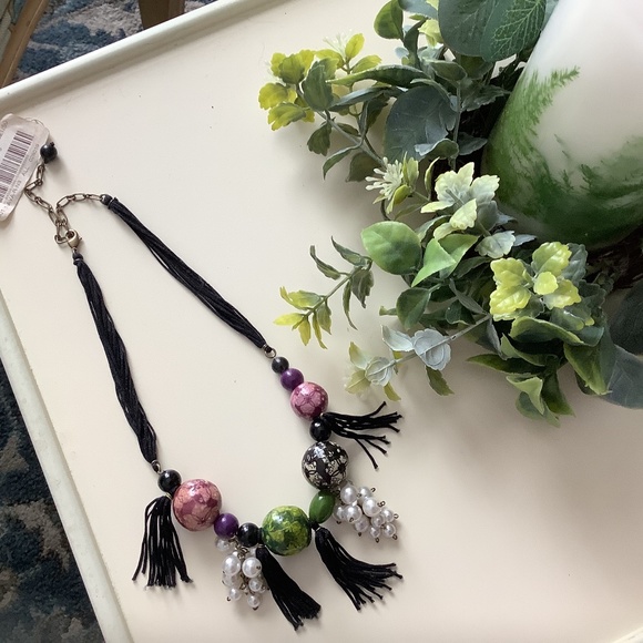 Preston and York Black and Beaded Statement Necklace NWT - Picture 1 of 8